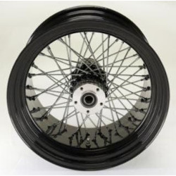 PartzBiz HD MW36-661 - Ultima 36-661 Black / Chrome Billet 60 Spoke 18 x 10.5" Rear Wheel 1" Axle 00-07 Harley Davidson Custom Chopper Bike Motorcycle Rim Classic Upgrade Replacement 