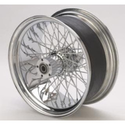 PartzBiz HD MW36-960 - Ultima 36-960 Chrome 60 Spoke Rear Wheel w/ Billet Hub 18‚Äù x 8.50‚Äù 1" Axle Harley Davidson Chopper Bike Motorcycle Custom Upgrade Replacement Rim Hub Wire Old School Classic