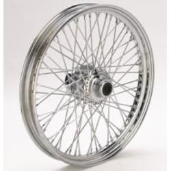 PartzBiz HD MW36-961 - Ultima 36-961 Chrome 60 Spoke Front Wheel w/ Billet Hub 21‚Äù x 2.15‚Äù Harley Custom Chopper Upgrade Replacement Rim Spokes Softail