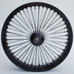 PartzBiz HD MW37-532 - Ultima 37-532 Black Fat King 48 Spoke Front Wheel w/ Billet Hub 23"x3.5" 1" Axle