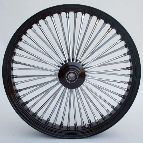 PartzBiz HD: 4401756-Ultima 37-532 Black Fat King 48 Spoke Front Wheel w/ Billet Hub 23"x3.5" 1" Axle