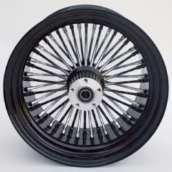 PartzBiz HD MW37-545 - Ultima 37-545 Chrome Black 48 King Spoke 18 x 10.5" Rear Wheel 1" Axle 00-07 Harley Davidson Custom Chopper Bike Motorcycle Rim Classic Upgrade Replacement 