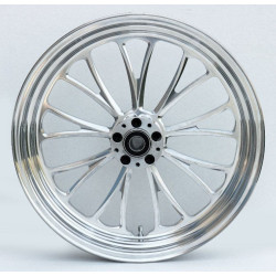 PartzBiz HD MW37-635 - Ultima 37-635 Polished 18x3.5" Manhattan CNC Front Motorcycle Wheel Dual Rotor Harley Davidson Custom Bike Chopper Replacement Upgrade Rim Chrome