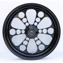 PartzBiz HD MW37-650 - Ultima 37-650 Kool Kat 16"x3.5" Black Cut CNC Front Motorcycle Wheel Single Rotor custom harley davidson bile chopper best replacement upgrade aftermarket rim
