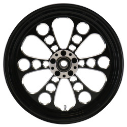 PartzBiz HD MW37-652 - Ultima 37-652 Kool Kat 16"x3.5" Black Cut CNC Rear Motorcycle Wheel Custom Harley