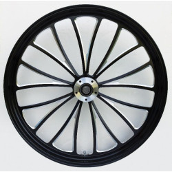 PartzBiz HD MW37-665 - Ultima 37-665 Black Cut 21x2.15" Manhattan CNC Front Motorcycle Wheel Dual Rotor Harley Davidson Custom Bike Chopper Replacement Upgrade Rim Chrome