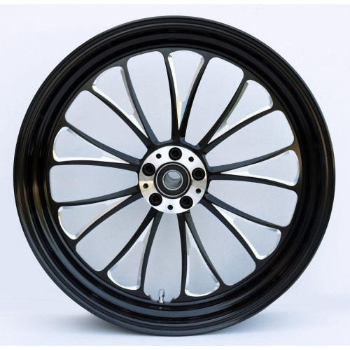PartzBiz HD: 4401695-Ultima 37-669 Black Cut 18x3.5" Manhattan CNC Front Motorcycle Wheel Dual Rotor Harley Davidson Custom Bike Chopper Replacement Upgrade Rim Chrome