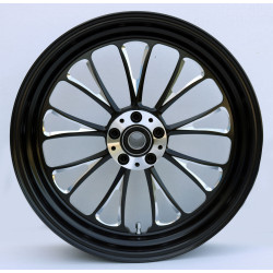 PartzBiz HD MW37-671 - Ultima 37-671 Black Manhattan Aluminum Front Wheel 16"x3.5" Dual Rotor