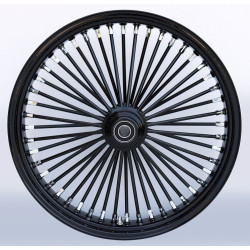 PartzBiz HD MW37-720 - Ultima 37-720 Black Fat King 48 Spoke Front Wheel w/ Billet Hub 16 x 3.5 Single