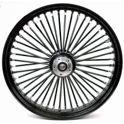 PartzBiz HD MW37-725 - Ultima 37-725 Black Fat King 48 Spoke Front Wheel w/ Billet Hub 23"x3.5" Dual