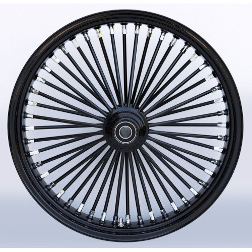 PartzBiz HD: 4401667-Ultima 37-730 Black Fat King 48 Spoke Front Wheel w/ Billet Hub 18 x 8.5 Single