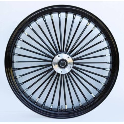 PartzBiz HD MW37-752 - Ultima 37-752 Black 38 King Spoke 16x3.5" Rear Wheel Dual Rotor Harley Custom Custom Chopper Bike Motorcycle Rim Classic Upgrade Replacement