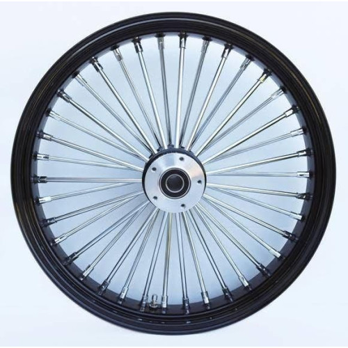 PartzBiz HD: 4401675-Ultima 37-754 Chrome & Black 38 King Spoke 21 x 3.5 Dual Disc Front Wheel Harley Davidson Custom Chopper Bike Motorcycle Rim Classic Upgrade Replacement