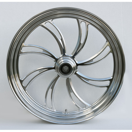 PartzBiz HD: 4401677-Ultima 37-805 Polished CNC Vortex Front Motorcycle Wheel 26"x3.5" Dual Rotor custom chopper motorcycle bike upgrade best replacement rim style
