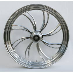 PartzBiz HD MW37-806 - Ultima 37-806 Polished CNC Vortex Front Motorcycle Wheel 23"x3.5" Dual Rotor Single Rotor custom chopper motorcycle bike upgrade best replacement rim style