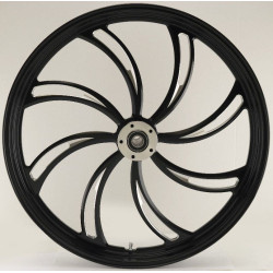 PartzBiz HD MW37-820 - Ultima 37-820 Black CNC Vortex Front Motorcycle Wheel 26"x3.5" Dual Rotor Harley custom chopper motorcycle bike upgrade best replacement rim style
