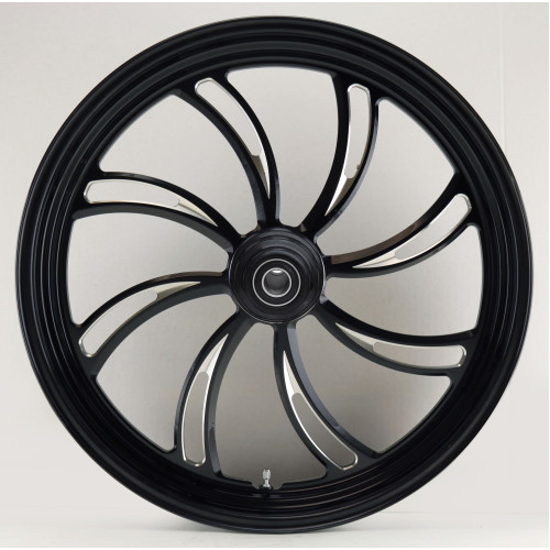 PartzBiz HD: 4401644-Ultima 37-825 Black Cut Vortex Front Motorcycle Wheel 21"x3.5" Dual Rotor