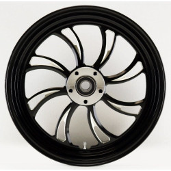 PartzBiz HD MW37-827 - Ultima 37-827 Black CNC Vortex Front Motorcycle Wheel 16"x3.5" Dual Rotor Harley custom chopper motorcycle bike upgrade best replacement rim style