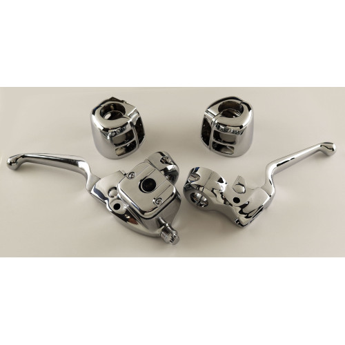 PartzBiz HD: 4401622-ชุดควบคุมแฮนด์รถ Chrome 627704 แบบกำหนดเอง 9/16 ” Bore Harley Big Twin 07-Up 47-708 Touring electra road glide king tour street การอัพเกรดการเปลี่ยน oe ดีที่สุดสำหรับแผ่นดิสก์คู่ประสิทธิภาพสูง