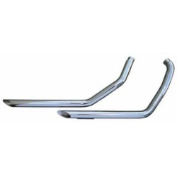 PartzBiz HD MW60-208 - Ultima 60-208 Chrome 2.00" Drag Pipes Exhaust System for 91-19 Harley Dyna Davidson Softail fatboy custom night train street vintage old school upgrade performance style aftermarket motorcycle pipes muffler 60208