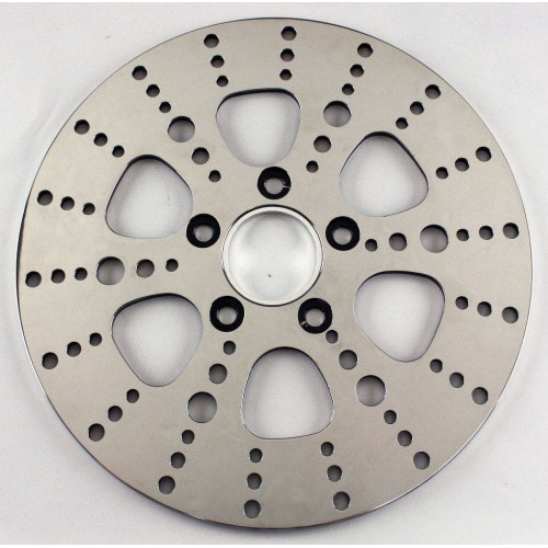 PartzBiz HD: 4401564-Ultima 90-770 Polished 11.5" Kool Kat Drilled Front Brake Rotor Harley 84-Up custom performance upgrade replacement best motorcycle bike chopper bagger disc brakes