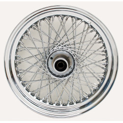 PartzBiz HD MW36-347 - Ultima Chrome 80 Spoke 16" x 3.0" Front Wheel for 1984-1999 FXST and FXDWG chopper classic old school wire custom bagger replacement best for performance motorcycle