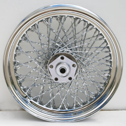 PartzBiz HD MW36-343 - Ultima Chrome Twisted 80 Spoke 16" x 3" Front Wheel Harley FL Dual Disc 73-84 chopper classic old school wire custom bagger replacement best for performance motorcycle