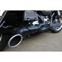 PartzBiz HD VT29-0049 - V-Twin 2-into-1 Turnout Exhaust Header Set Black Harley Milwaukee Eight 17-20