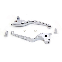 PartzBiz HD VT-26-0009 - V-Twin 26-0009 Chrome 3-Slot กว้างมือคลัทช์เบรคชุด 14-16 Harley FLT
