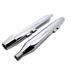 PartzBiz HD VT30-4044 - V-Twin 30-0639 Muffler Set with Chrome Long Tapered End Tips Harley FLT 95-16 electra road street glide king best for upgrade exhaust davidson replacement oem