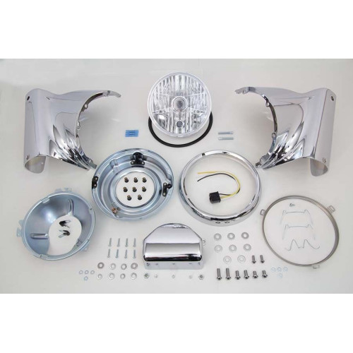 PartzBiz HD: 4401163-V-Twin 33-1428 Chrome 7" Headlamp Cowl Nacelle Kit 86-17 Harley Softail FLST