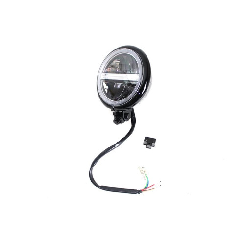 PartzBiz HD: 4401168-V-Twin 33-1593 5-3/4" Bates Style LED Headlamp Black Harley & Custom Universal PartzBiz HD: 4401168-V-Twin 33-1593 5-3/4" Bates Style LED Headlamp Black Harley & Custom Universal