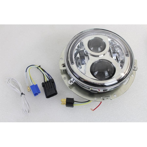PartzBiz HD: 4401172-V-Twin 33-1623 Black 5-1/2" 12V 55W Fish Eye Motorcycle Headlight w/ LED Ring Harley Davidson Light Lamp Hi Low 5.75 Custom Best Upgrade Replacement