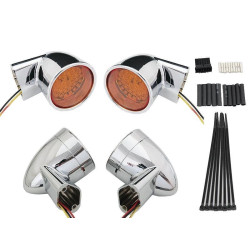 PartzBiz HD VT33-5001 - V-Twin 33-5001 Chrome Revox Bullet Style LED Turn Signal Lamp Kit Harley 94-13 Amber LED Motorcycle Turn Signals Harley Davidson Softail Bullet Best New Upgrade Replacement