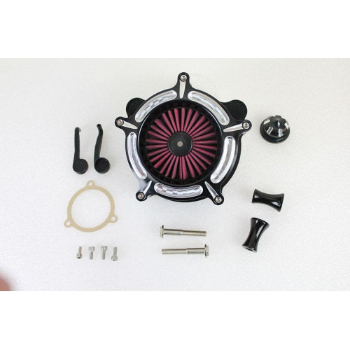 PartzBiz HD: 4401130-V-Twin 34-1673 Black Aluminum Exposed Air Filter Cleaner Kit 08-17 Harley Davidson Softail Dyna Road Glide Tri Glide Touring Intake Upgrade Replacement Kit 