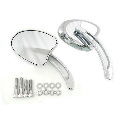 PartzBiz HD: 4401134-V-Twin 34-1959 Chrome Mini Tapered Mirrors Short Slotted Stem Harley Metric '65+ electra street road glide king softail dyna best for custom chopper bagger skull best for buy