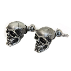 PartzBiz HD VT48-1625 - V-Twin 48-1625 Silver Skull Zombie ป้ายทะเบียน: สลักเกลียวยึดสกรู Universal Custom Car รถบรรทุก hot rod ratr rod รถจักรยานยนต์จักรยาน chopper Harley เมตริกอินเดีย Suzuki Yamaha Victory Honda ตัวยึด