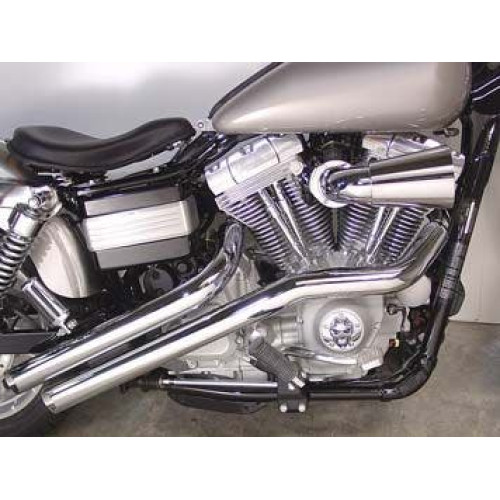 PartzBiz HD: 4400907-V-Twin Chrome Sweeper Drag ท่อไอเสีย 2-1/4” สำหรับ 91-16 Harley Dyna FXD PartzBiz HD: 4400907-V-Twin Chrome Sweeper Drag ท่อไอเสีย 2-1/4” สำหรับ 91-16 Harley Dyna FXD