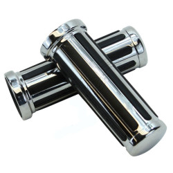 PartzBiz HD VT28-2229 - V-Twin Chrome w/ Black Rubber Rail Style Grips Hand Grip Set Harley 1" Handlebars 28-2229 PartzBiz HD VT28-2229 - V-Twin Chrome w/ Black Rubber Rail Style Grips Hand Grip Set Harley 1" Handlebars 28-2229