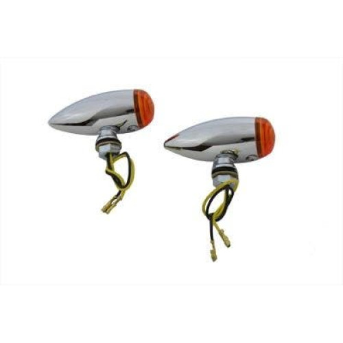 PartzBiz HD: 4400899-V-Twin 33-0473 Chrome LED Mini Bullet Turn สัญญาณไฟ LED สีเหลืองอำพัน 3/8” Stem