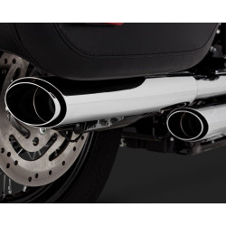 PartzBiz HD VH-16879 - Vance & Hines 16879 Chrome Twin Slash Exhaust Slip On Mufflers 18-Up Softail M8