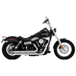PartzBiz HD VH-17338 - Vance & Hines 17338 Chrome Big Shots Staggered Exhaust for Harley Dyna 06-17 | 17338