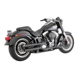 PartzBiz HD VH-46844 - Vance & Hines 3" Round Twin Slash Slip-On Black Mufflers 4 Harley 07-09 FLSTF/B FXSTD | 46844