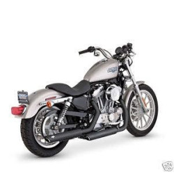 PartzBiz HD VH-46839 - Vance & Hines 46839 Black Twin Slash Slip On Mufflers for 04-13 Harley Sportster
