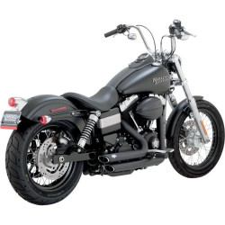 PartzBiz HD VH-47227 - Vance & Hines 47227 Black Shortshots Staggered Exhaust '12-'16  Harley Dyna FXD