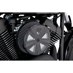PartzBiz HD VH-71019 - Vance & Hines Black 'Skullcap Crown' Air Cleaner Cover for Harley 71019 DS10101052