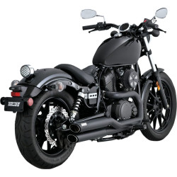 PartzBiz HD VH-48531 - Vance & Hines Black Twin Slash Staggereds Exhaust for Yamaha Bolt / R-Spec 14-16 | 48531
