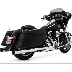 PartzBiz HD VH-16706 - Vance & Hines Chrome Black Tips Eliminator 400 4 ” Round Slip On Mufflers Harley | 16706