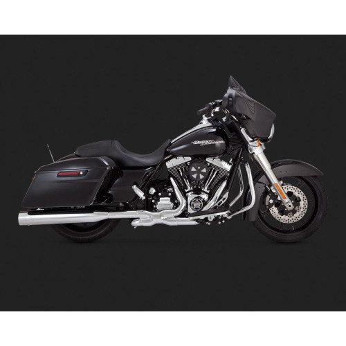 PartzBiz HD: 4400631-Vance & Hines Chrome Oversized Titan 450 Series Slip On Mufflers Harley FLH 95-16