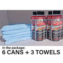 PartzBiz HD FW1X6MF3 - Waterless Wash & Wax Fastwax FW1 สเปรย์สามารถขจัดคราบสกปรกจากน้ำมันดิน 6 แพ็ค - FW1